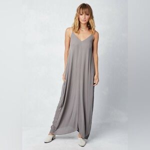 LOVESTITCH Cement Gray Gauzy Mila Cocoon Maxi Dress